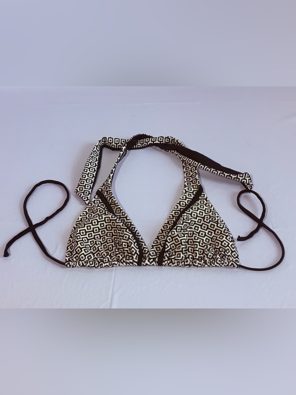 Comverse Black & White Patterned String Bikini Top